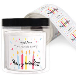 Colorful Birthday Candles Square Gift Stickers in a Jar